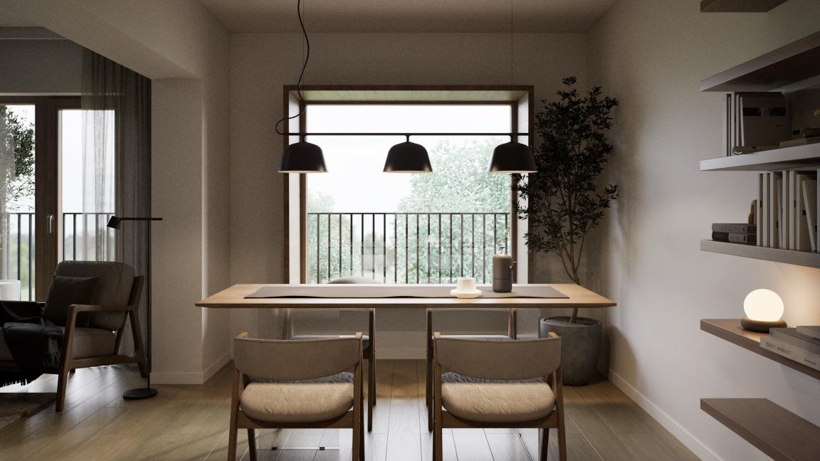 Wohnzimmer mit Holzelementen